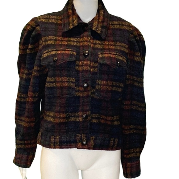 NWT Isabel Marant Etoile Leiko Plaid Wool Blend Jacket  - Sz 36 (US S) - Picture 7 of 11